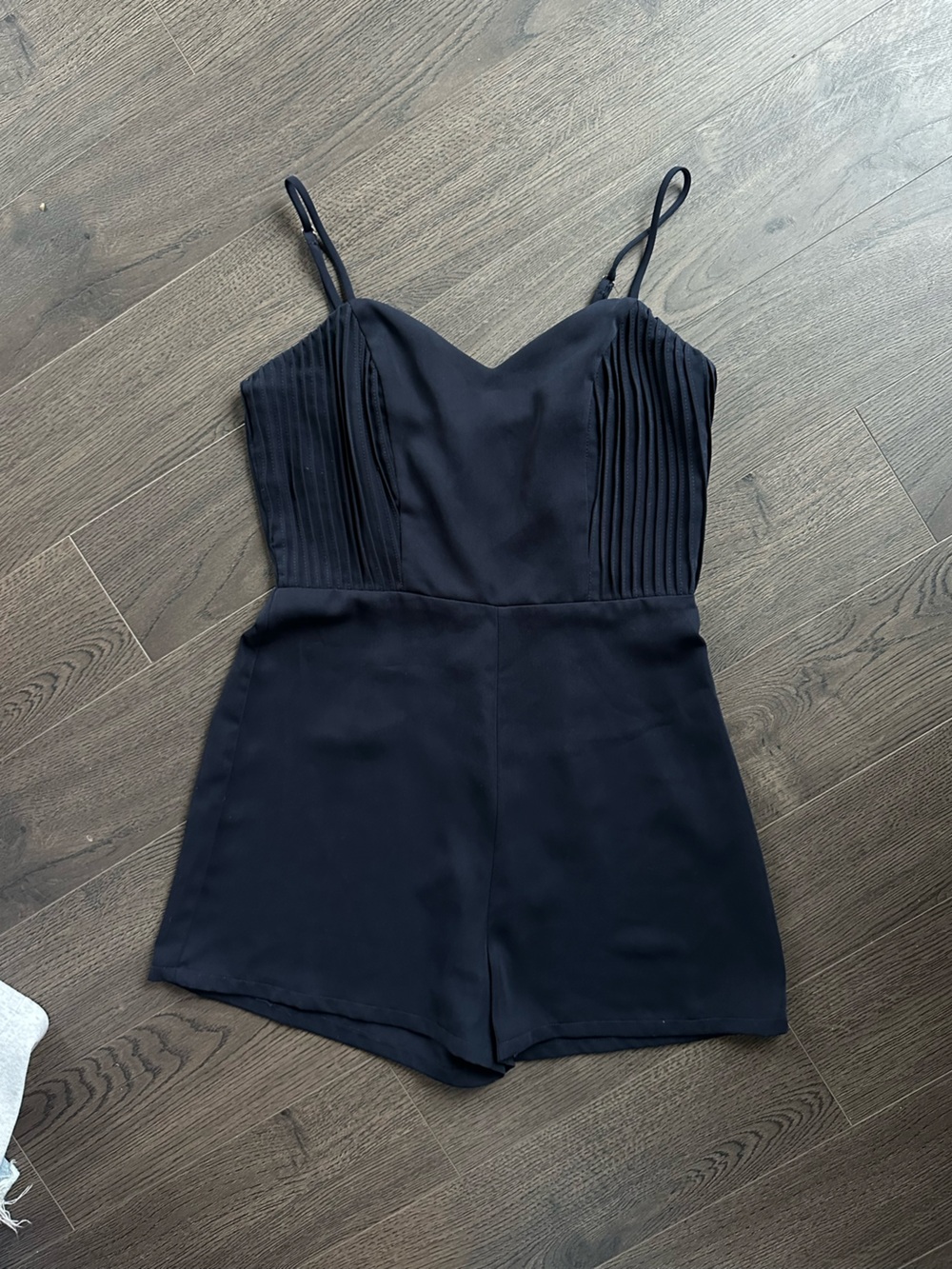 Sage Black Pleated Bust Romper